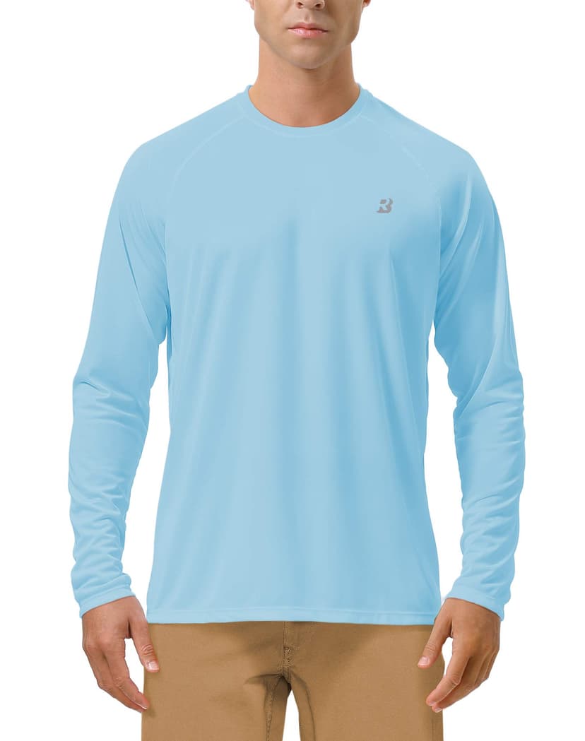 Roadbox Mens UPF 50+ UV Sun Protection Shirts Outdoor Long Sleeve SPF Rash Guard for Fishing Hiking Swimming Running