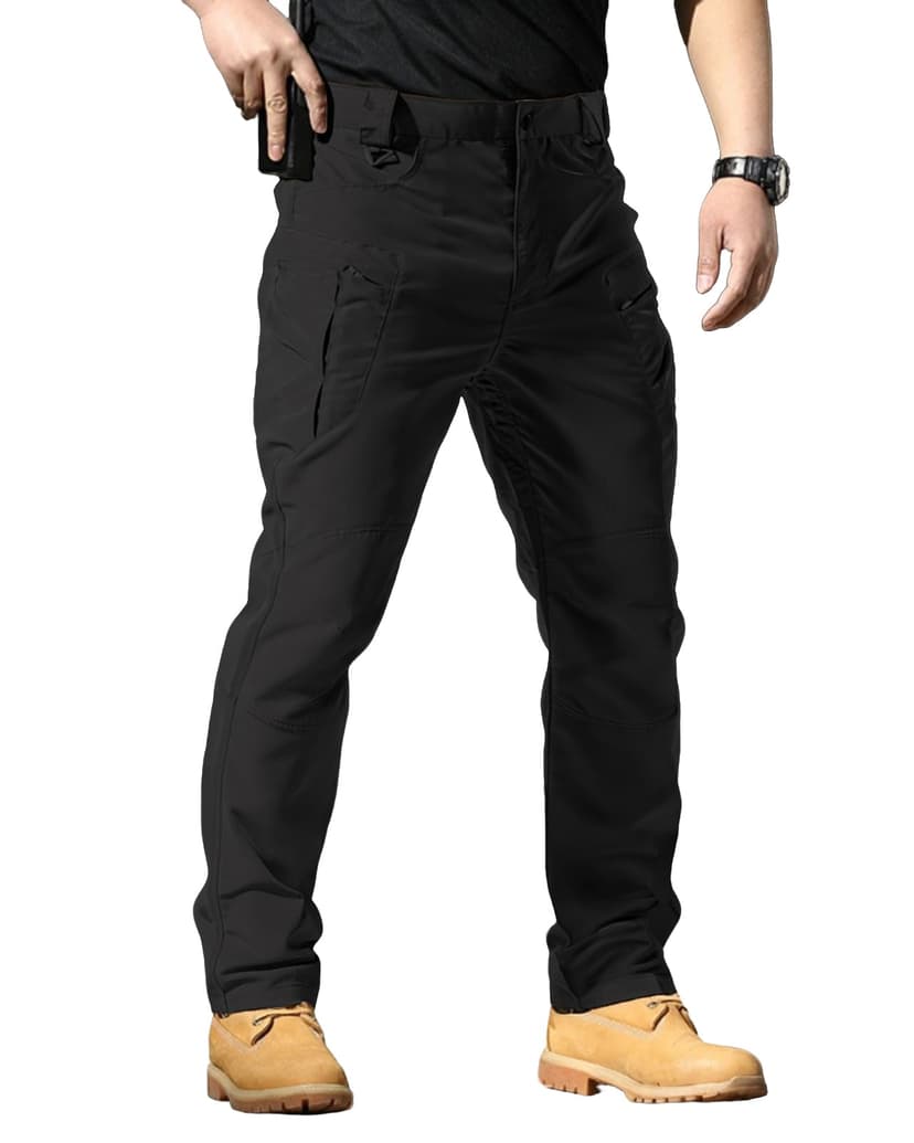 Men's Stretch Tactical Pants Waterproof Ripstop Fabric Cargo Pants Lightweight Casual Hiking Outdoor Work Pants (No Belt)