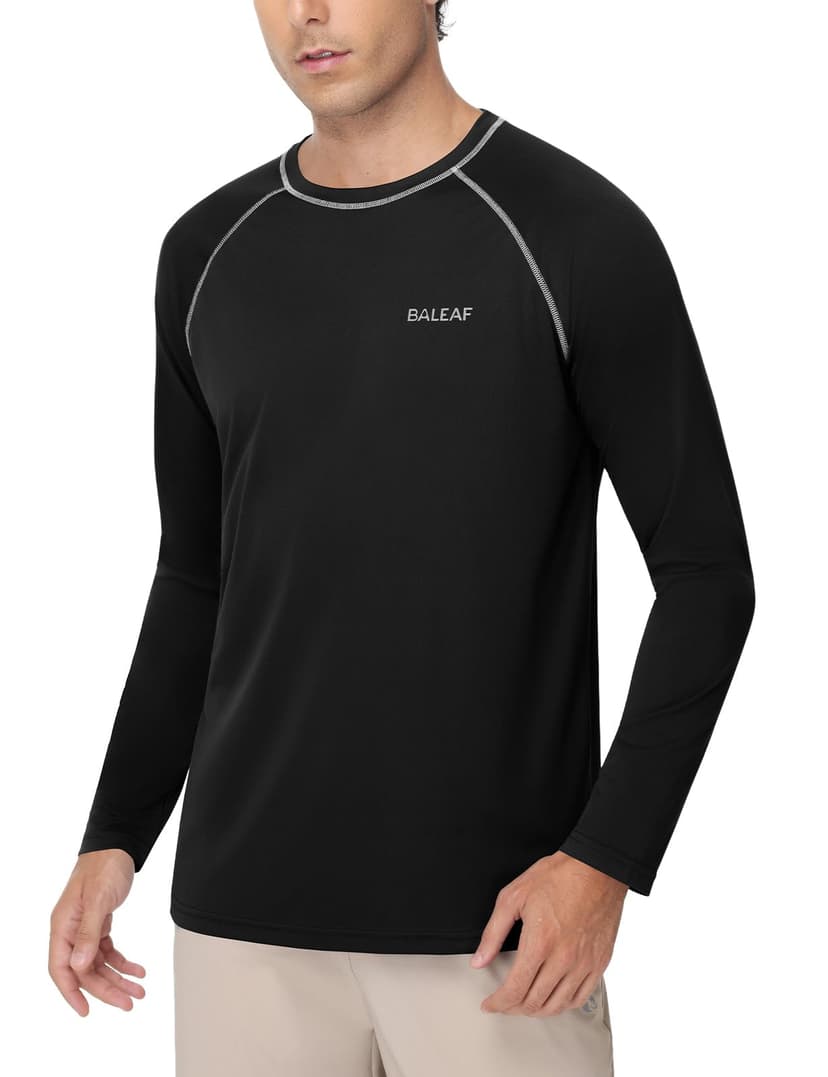 baleaf Men's UPF 50+ Sun Protection Shirts Long Sleeve Rash Guard | 4-Way Stretch, Quick Dry, Soft comfort Fabric, UV Protection, Breathable Lightweight for Fishing, Swimming, Surfing