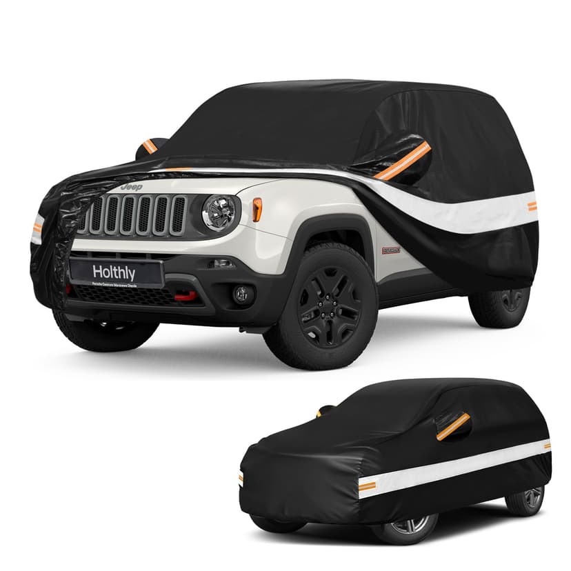 Holthly 10 Layers SUV Car Cover Custom Fit for Jeep Renegade (2014-2026), Waterproof All Weather for Automobiles, Outdoor Full Cover Sun Dust Rain Protection with Cotton. Black