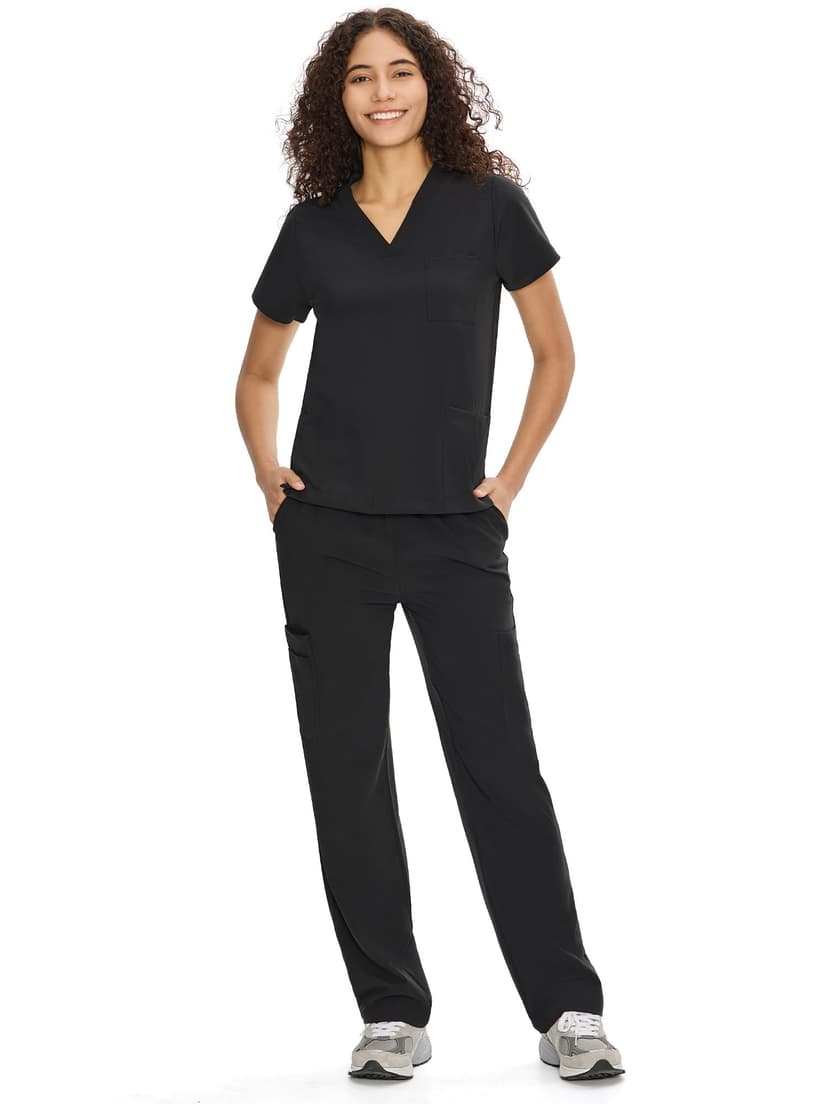 COZYFIT Scrubs for Women Set Medical Uniform - V-Neck Top & Straight Leg Pants with 9 Pockets, Unisex Workwear COZY SCRUBS