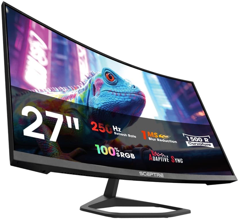 New! Sceptre 27-inch Curved Gaming Monitor 1080p 1500R up to 250Hz DisplayPort x2 HDMI x2 100% sRGB 1ms Build-in Speakers, Machine Black 2027 (C275B-FW250G Series)