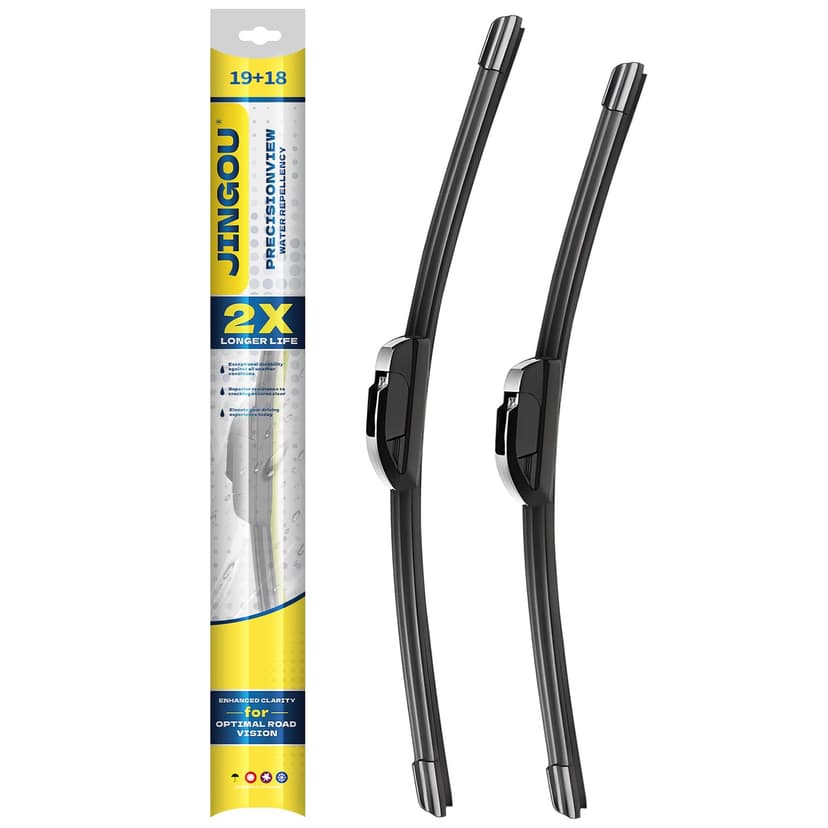 JINGOU 19" + 18" Front Windshield Wiper Blades Compatible with Since 2017 Fiat 124 Spider,2018-2019 Mazda MX-5 Miata OEM QUALITY Premium All-Season Automotive Replacement Wipers(Pack of 2)