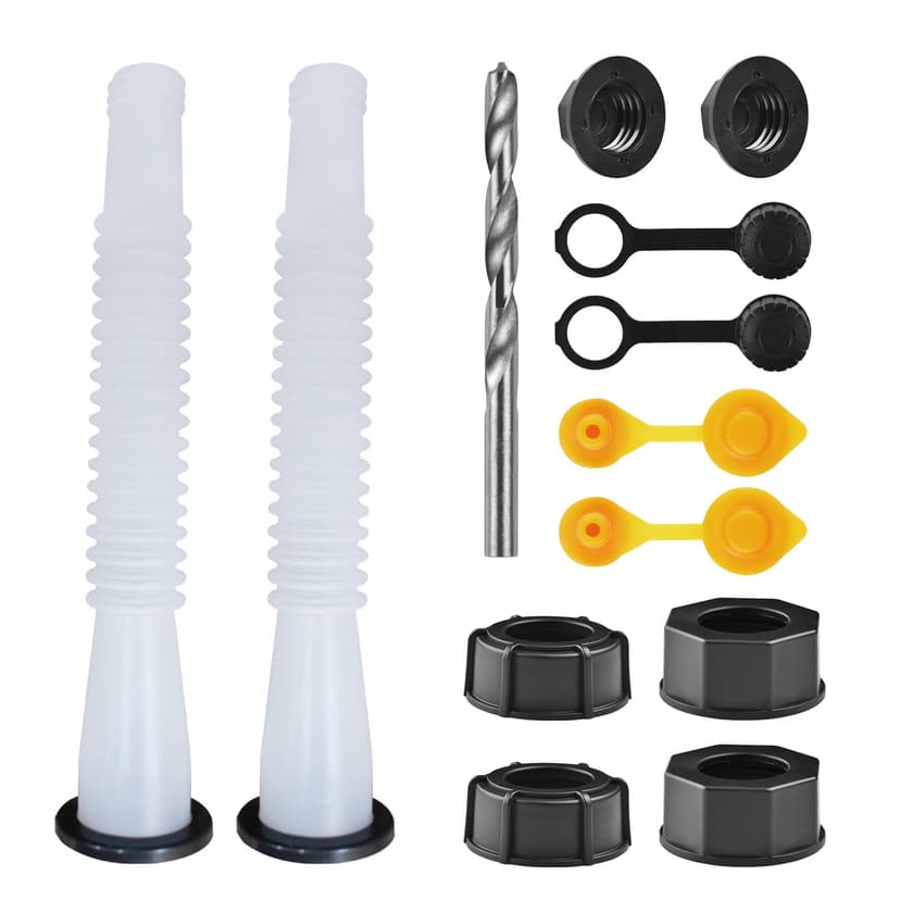 Gas Can Spout Replacement Kit, Gas Can Nozzle Replacement (2 Kits-White) | For 1/2/5/10 gallon gas can. All gaskets are installed and ready to use upon receipt, Leak-proof, Perfect fit, Good quality