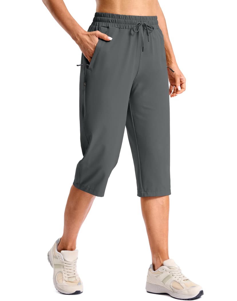 SANTINY Women's 13''/ 15"/ 17'' Long Hiking Shorts with Zipper Pockets Lightweight Quick Dry Below The Knee Capris for Women