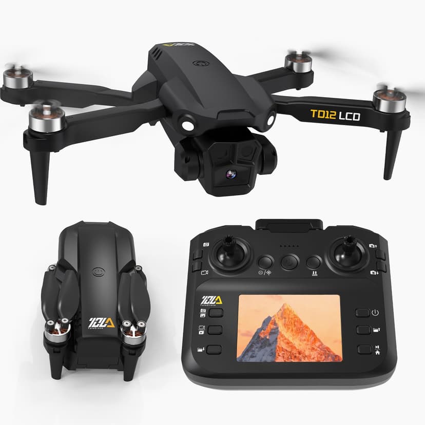 Drone with Camera LCD Screen RC FPV Drone with Brushless Motor Professional Live Video UHD, Drones for Adults Foldable Mini Quadcopter for Beginners, 360° Flips Support 32G SD Card MAX Under 250G Gift