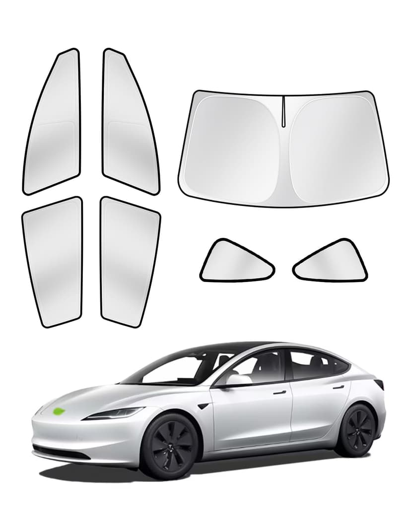 Canvcle Sunshades for Tesla Model 3 2016-2025 2026 (Fit Model 3 Highland) Accessories Windshield Sun Shade Side Rear Window Shade Cover Sun Visor Shield Privacy Protection Keep Vehicle Cool 7PCS