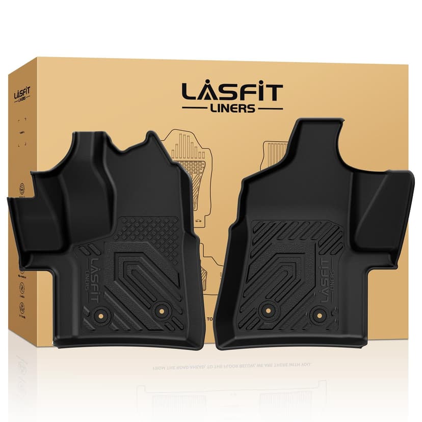 LASFIT Floor Mats for Ford Transit 2022-2026 Vinyl Floor with Posts Only | Ford Transit 150/250/350/350HD All Weather TPE Durable Protector Full Coverage Floor Liners for Transit-150 250 350 350HD