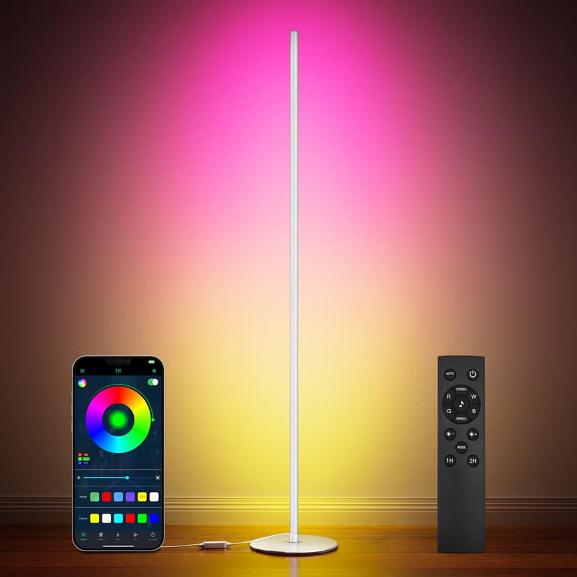 Dailyfun Smart RGB+IC Corner Floor Lamp,Bright LED Tall Modern Floor Lamp with APP and Remote,Ambient Lighting Color Changing Standing Lamps with Music Mode and Timing for Living Room,Bedroom,Party