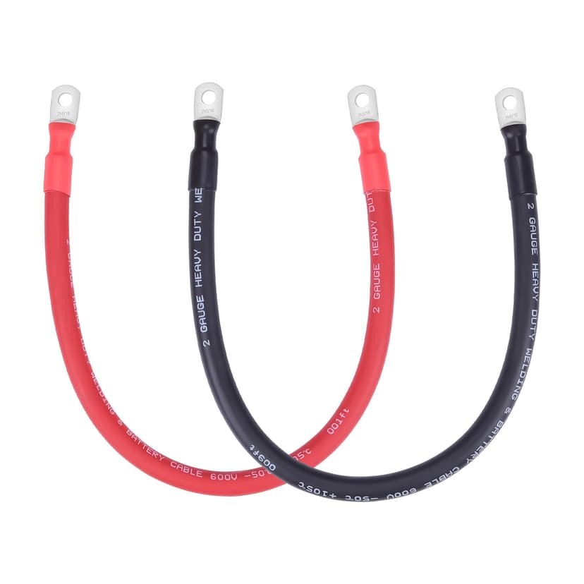 Shirbly 2 AWG Flexible Battery Cable with 5/16" Terminals - OFC Pure Copper Inverter & Welding Wire for Automotive Solar RV Motorcycle (Red + Black 1.5FT Pair)