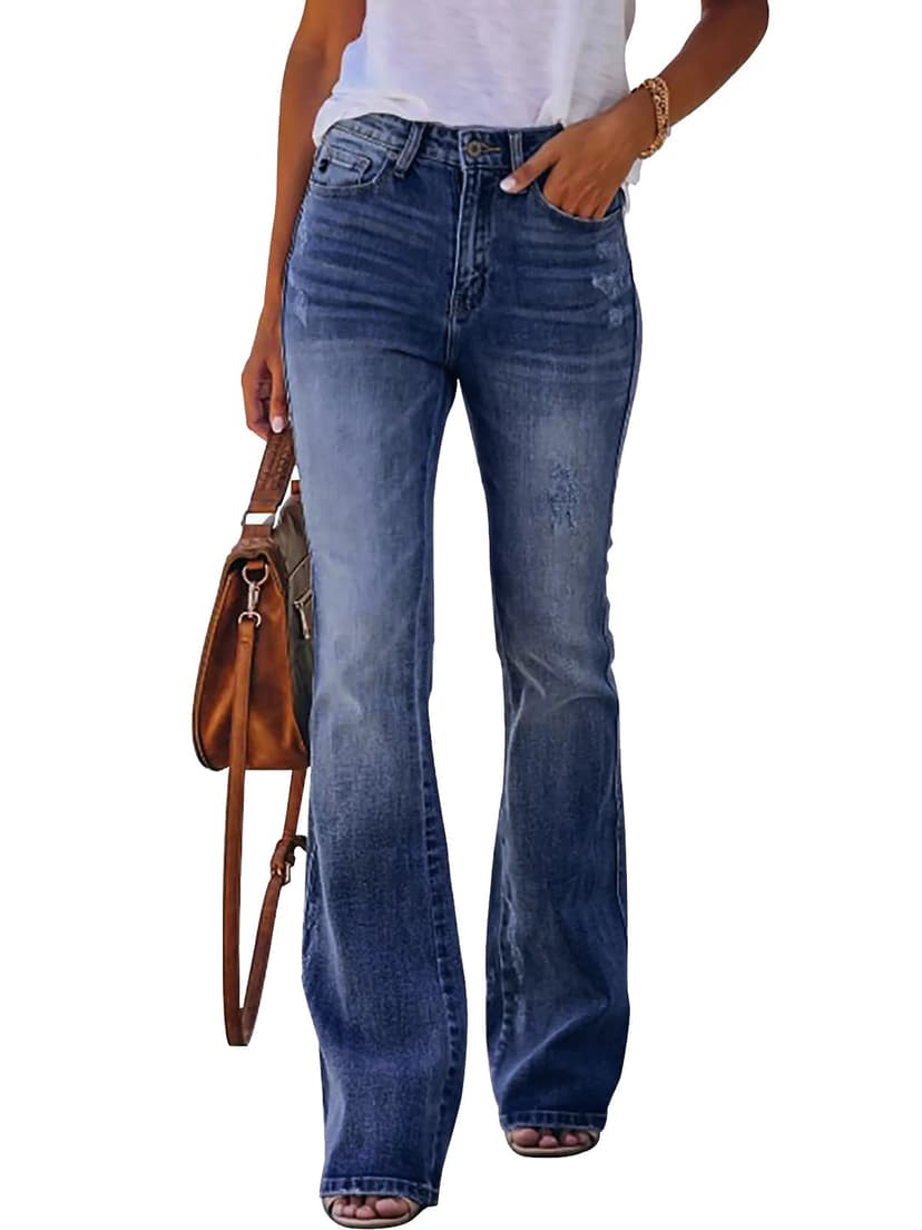 KUNMI Women's Flare Bell Bottom Jeans High Waisted Wide Leg Bootcut Jeans Stretchy Denim Pants