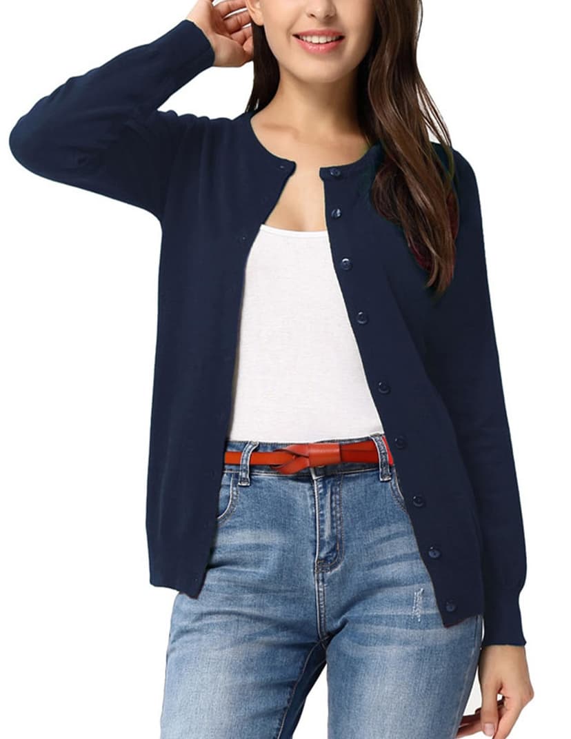 GRACE KARIN Womens Long Sleeve Knit Cardigan Sweaters Casual Dressy Open Front Button Down Cardigans Spring Outfits