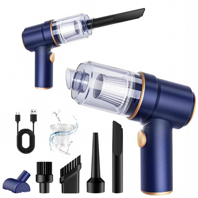KMM Handheld Car Vacuum Cleaner, 9000Pa Vacuum Cleaner and Air Duster, 120W High Power Hand Held Vacuum with LED Light and Multi-Nozzles for Car, Home, Office, Pet
