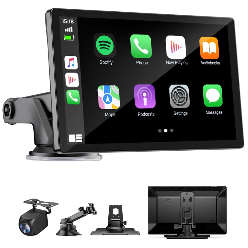 9" Wireless Apple Carplay Screen for Car, Portable Touchscreen Apple Carplay & Android Auto with OTA Update, Backup Camera,FM, Voice Control/GPS Navigation/Mirror Link/BT