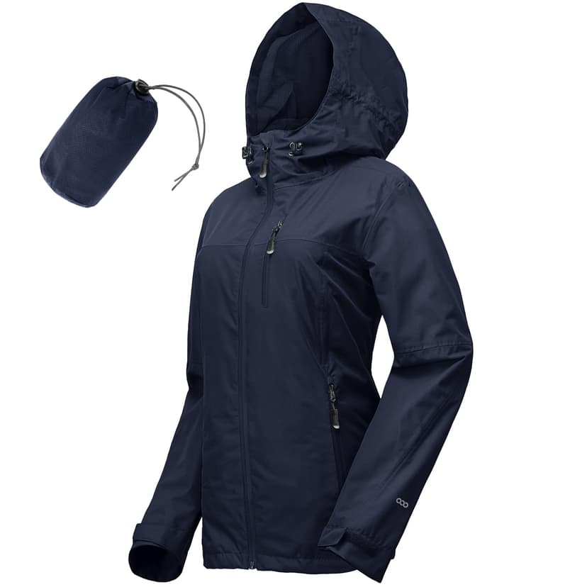 33,000ft Packable Rain Jacket for Women Waterproof Raincoats with Hood | 10000mm H₂O, Lightweight, Breathable, Mesh Lining, Underarm vents, Adjustable Hood, Cycling, Bike, Hiking, Windbreaker