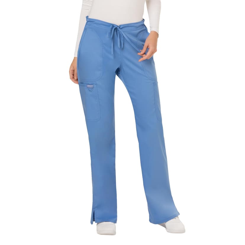 Cherokee Scrub Pants for Women Mid Rise Flare Yoga Scrubs Pant, 2-Way Stretch Drawstring Medical Bottoms, 5 Pockets-WW120