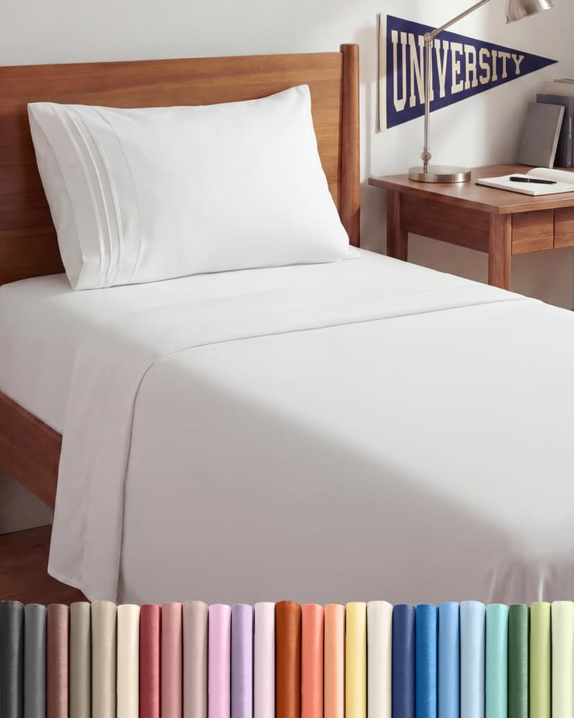 Twin XL Size 3 Piece Sheet Set - Comfy Breathable & Cooling Sheets - Hotel Luxury Bed Sheets for Women & Men - Deep Pockets, Easy-Fit, Extra Soft & Wrinkle Free Sheets - White Oeko-Tex Bed Sheet Set