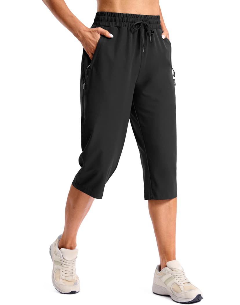 SANTINY Women's 13''/ 15"/ 17'' Long Hiking Shorts with Zipper Pockets Lightweight Quick Dry Below The Knee Capris for Women