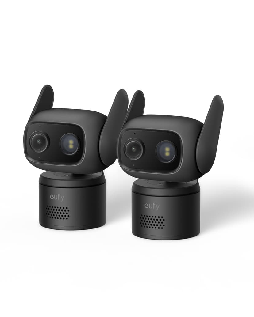 eufy Security Indoor/Outdoor Camera C31(2-Pack), P66, Spotlight-Free Color Night Vision, 360° Coverage View, AutoTracking,Human/Vehicle/Pet/Cry Detection, 24/7 Recording, Black (No Subscription)