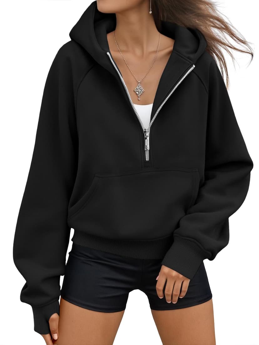 AUTOMET Womens Hoodies Half Zip Up Casual Comfort Fall Clothes 2026 | Fleece lined, hooded, jackets with pockets, travel airport Outfits, y2k sweatshirts, cute loung wear, winter sweaters