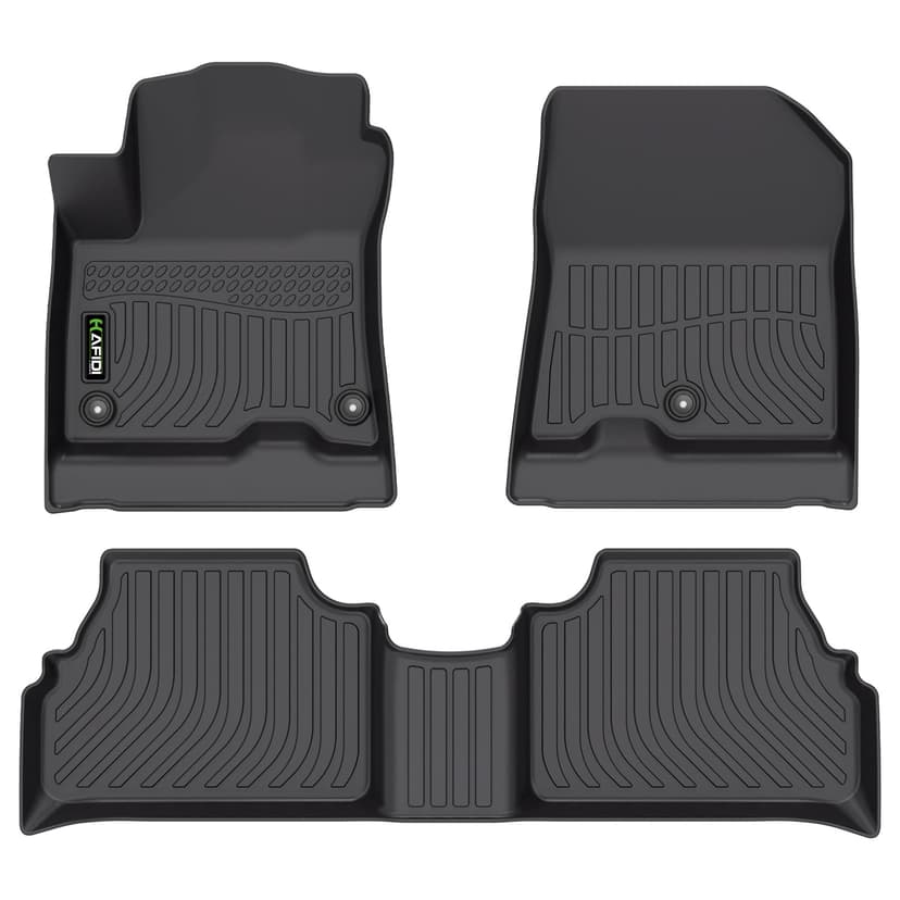 HAFIDI Floor Mats Custom for Hyundai Kona Electric (EV) 2019-2023 | Fit for Kona EV, All Weather Protection, Non-Slip, Automotive Floor Liners, Raised Edge, Front& 2nd Row Accessories, Black
