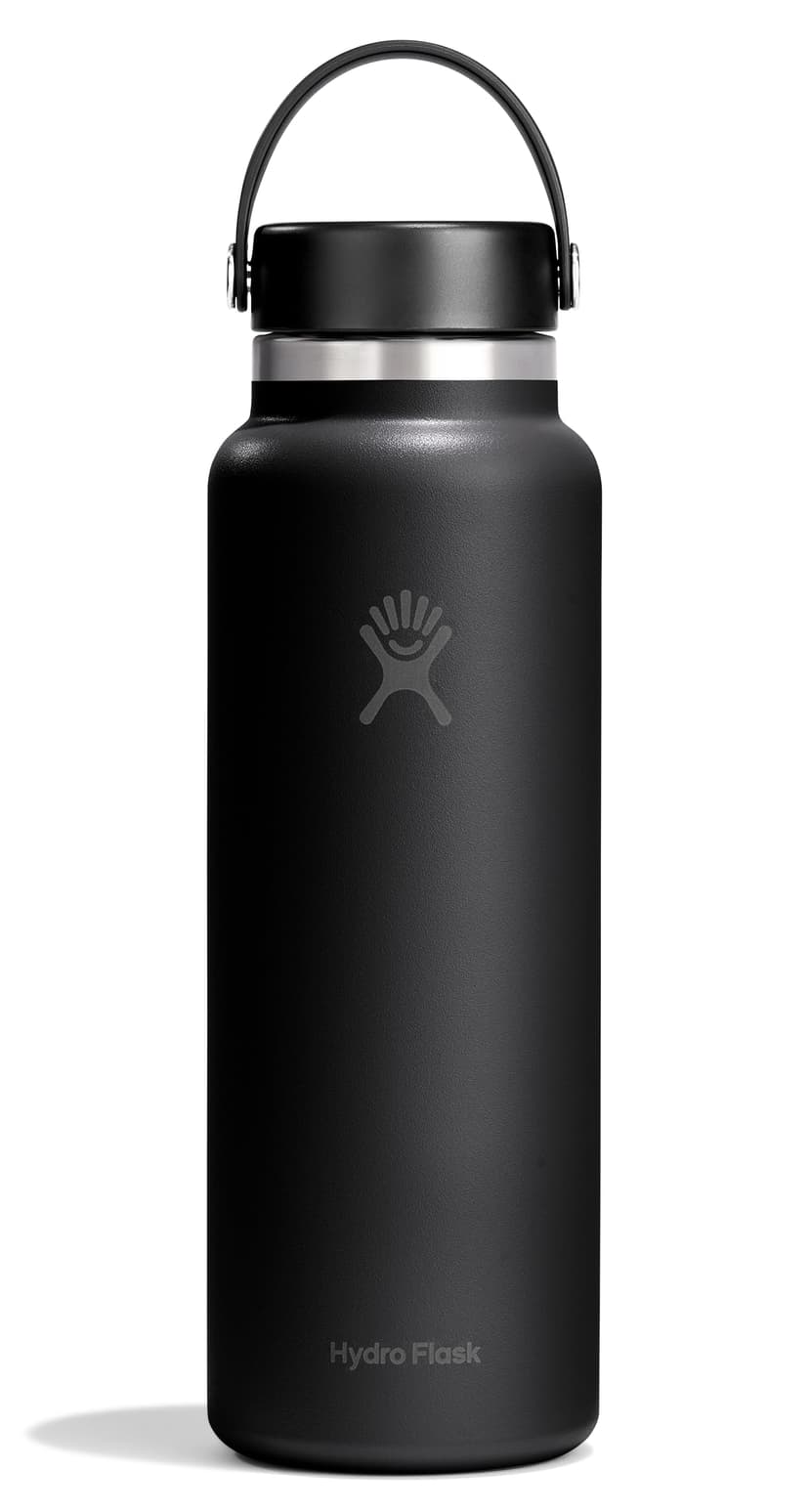 Hydro Flask Water Bottle - Insulated Stainless Steel - Wide Mouth Flex Lid, Non Spill, Leakproof and Refillable in 40 Oz Tonal Black