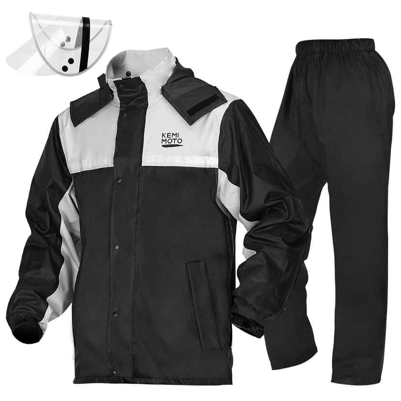 KEMIMOTO Motorcycle Rain Suits for Men with Dual Breathable System | Breathablity：Mesh Linner & 2 Back Airflows，Waterproof Level：15,000 MM Features：Lightweight,Portable,Abrasion-resistant