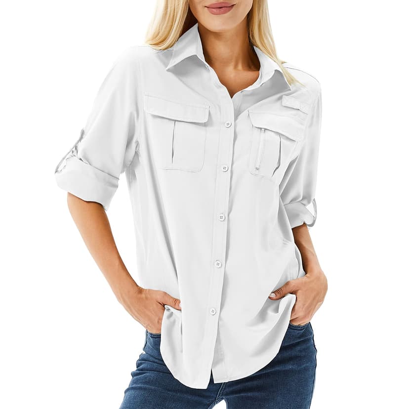Toumett Women's UPF 50 Long Sleeve Sun Protection Shirts Safari Fishing Hiking