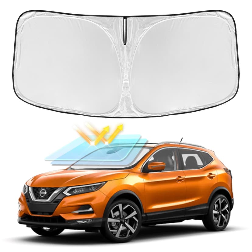 for Nissan Rogue Sport 2017-2024 Windshield Sun Shade - 4 Layers Car Sunshades for Front Windows Shade Cover Custom Fit Rogue Sport Sun Visor 250T Retractable Shade Blocks UV Rays Car Accessories