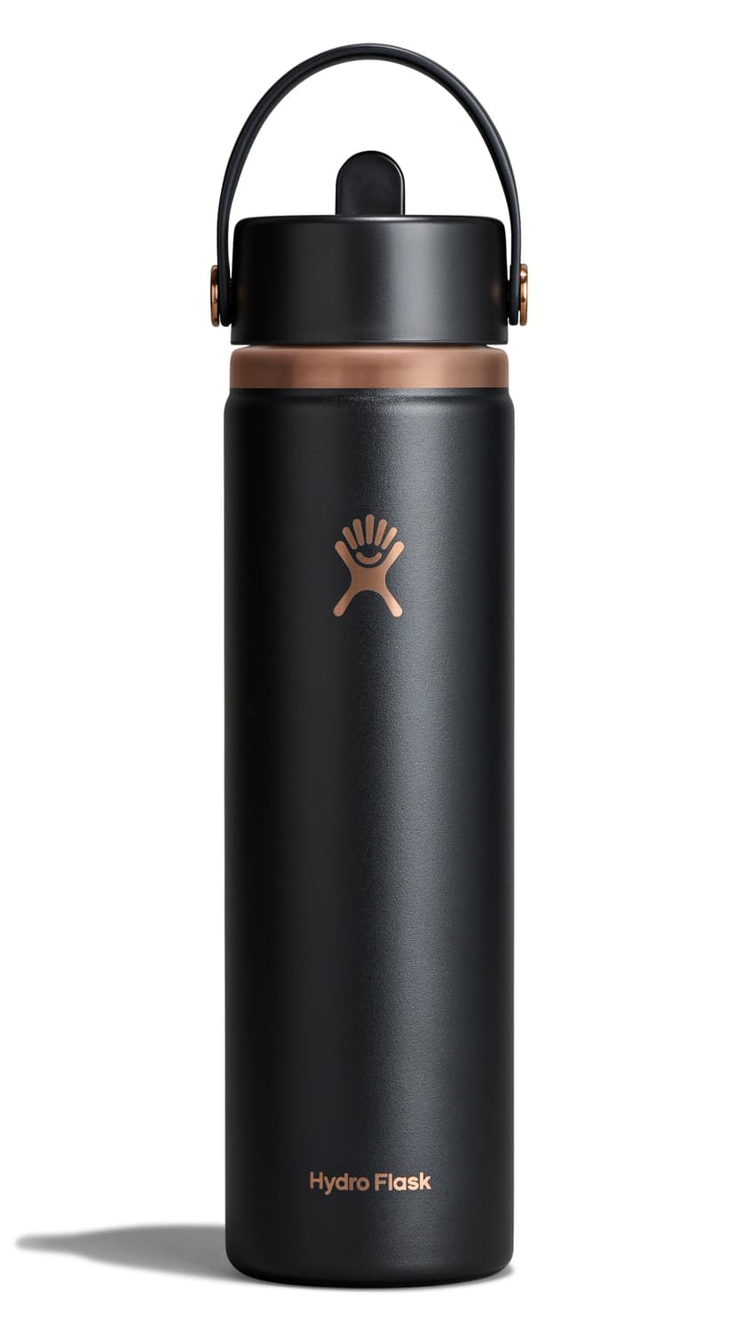 Hydro Flask Water Bottle - Insulated Stainless Steel - Wide Straw Lid, Non Spill, Leakproof in 24 Oz Black Arc