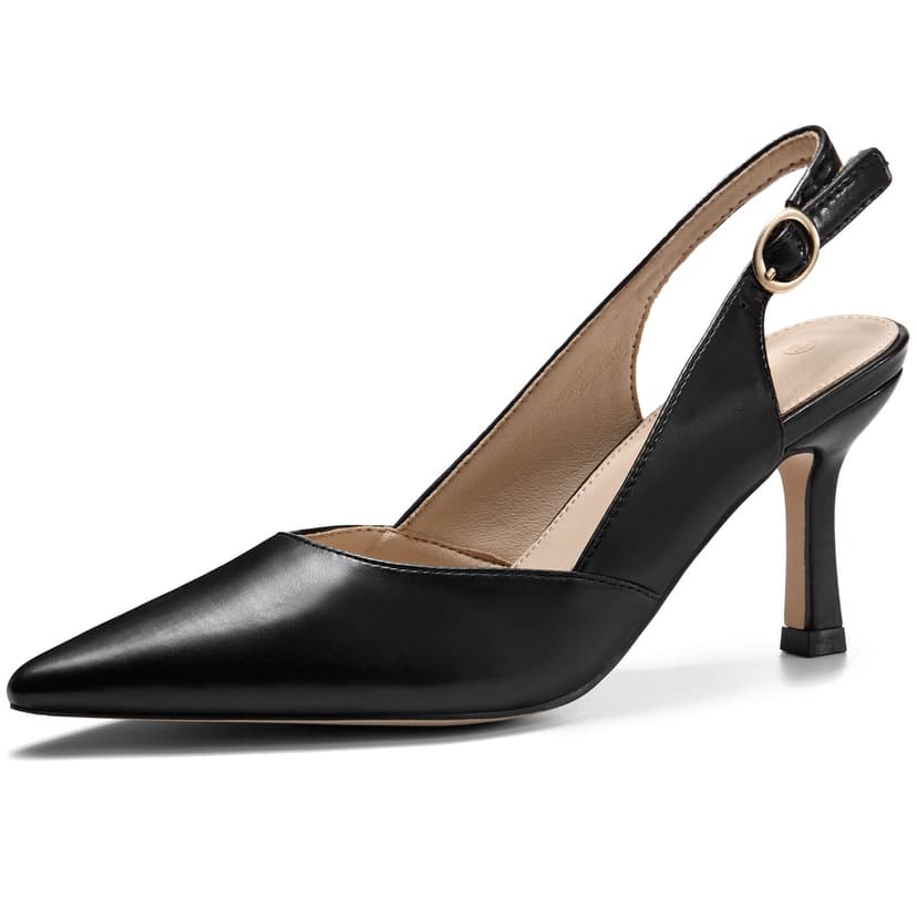 Rilista Women's Slingback Kitten Heels Closed Pointed Toe Backless Wedding Party Dress Pumps Shoes