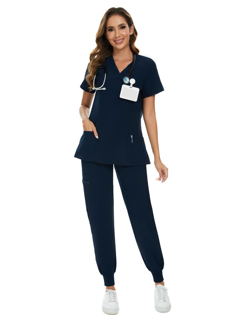 COZYFIT Scrubs for Women Set - Stretch V-Neck Scrub Top & Jogger Pant with 8 Pockets COZY SCRUBS