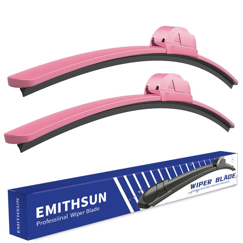 EMITHSUN 24"+18" Pink Windshield Wiper Blades(Set of 2) | OEM Quality Premium All-Seasons Wiper Blades,Stable and Quiet Wipers,Streak-Free Wiping