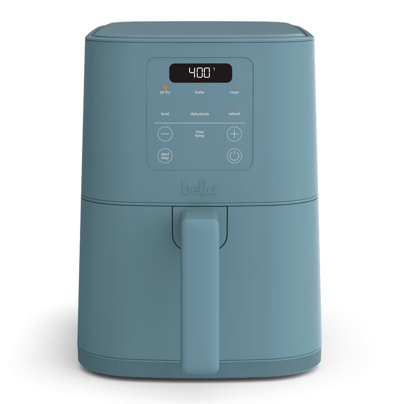 bella 4Qt Slim Air Fryer, Fits-anywhere Kitchenware, EverGood Ceramic Nonstick Coating, Adjustable Temperature, 6 Preset Cooking Options, 60 Min Auto Shutoff w Audible Tone, 3.3lb Capacity, Surf