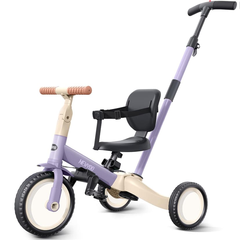 newyoo TR007 5-in-1 Tricycle for Toddlers 1-3, Toddler Bike, Birthday Gift | Toddler Trike with Push Handle Lets Parents Steer and Converts to Balance Bike, Fun Outdoor Toy for Boys and Girls, Purple