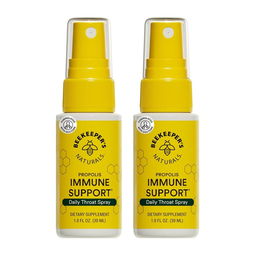 Beekeeper's Naturals Propolis Throat Spray for Daily Immune Support 1oz 2pk | Natural Immune Support & Sore Throat Relief, Antioxidants, Keto, Paleo, Gluten-Free