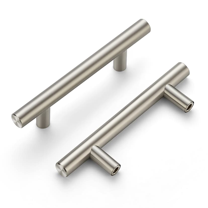 Ravinte Cabinet Handles,5" Length,3" Hole Center,Brushed Nickel,30 Pack | Stainless Steel Feel, Round T-Bar Shape, Kitchen Drawer Pulls, Cabinet Handles, For Cupboards, Drawers, Dressers, Cabinets