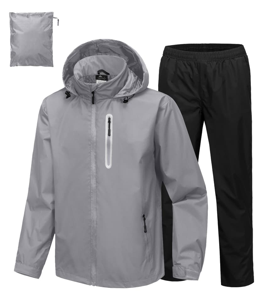 SWISSWELL Men's Waterproof Golf Rain Suit Rain Gear Jacket and Pant Outdoor Lightweight Hooded Raincoat S-5XL