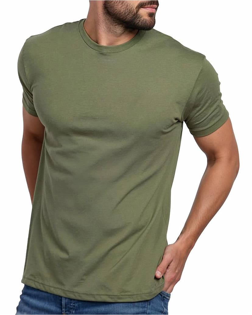 Mens T Shirts Soft Cotton Crew Neck Athletic Fit Casual Tees S-4XL | Soft cotton blend casual tee shirts with 4-way stretch - tag-free athletic fit for gym, work & casual everyday wear.