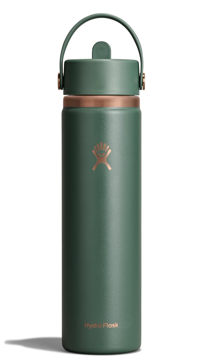 Hydro Flask Water Bottle - Insulated Stainless Steel - Wide Straw Lid, Non Spill, Leakproof in 24 Oz Forest Green Arc