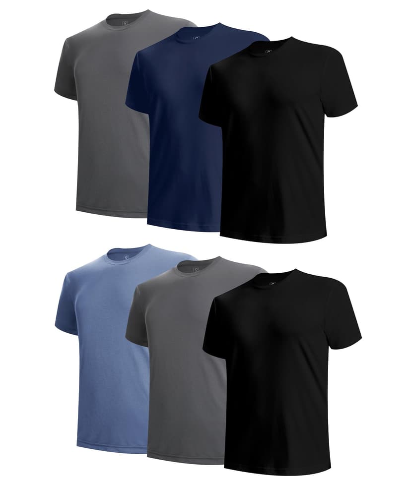 BAMBOO COOL Men's Undershirts Moisture Wicking Crewneck T Shirts, Breathable Stretch Soft Tees for Men, 6 Pack