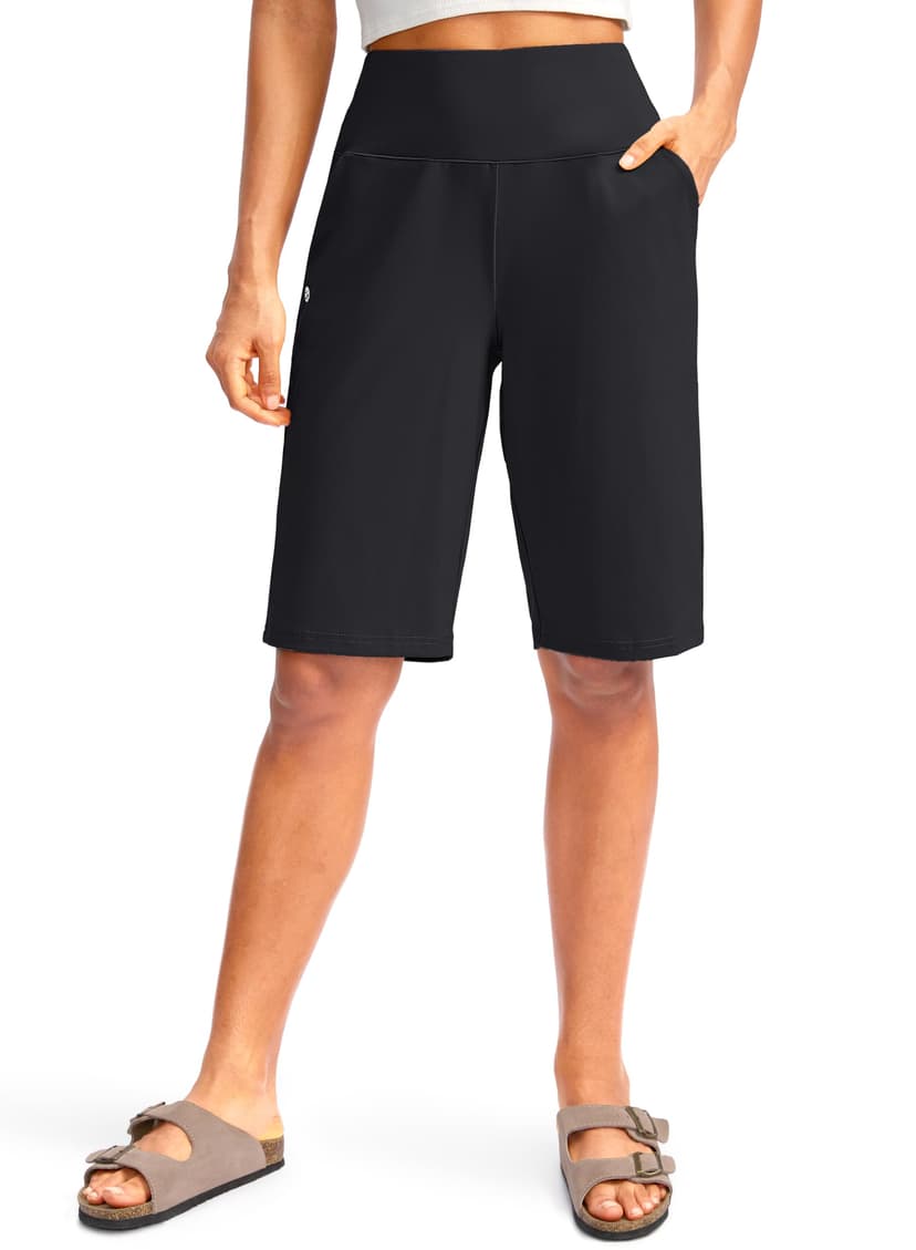 G Gradual Women's 12" Bermuda Long Shorts with Pockets High Waisted Stretch Knee Length Shorts for Women Summer Walking