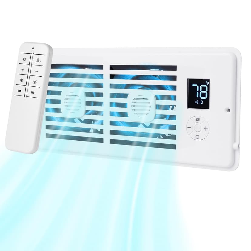 OCZWV Smart Register Booster Fan, White, 4x10 Inch, Ultra Quiet Dual-Ball Bearing, 10-Speed Thermostat, HVAC Vent Airflow Enhancer for Heating and Cooling