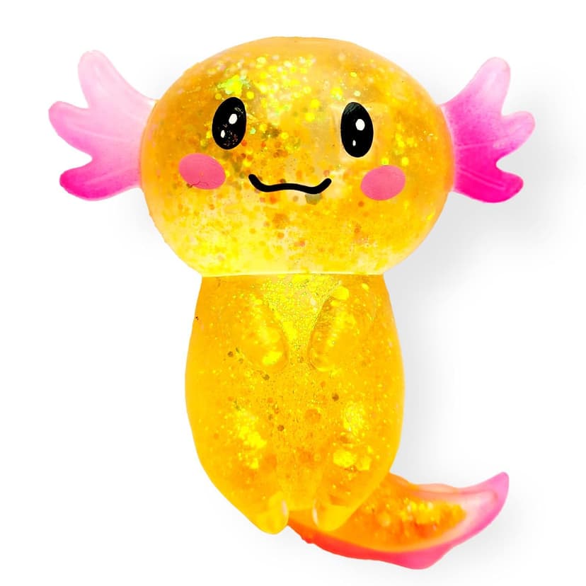 Axolotl Squishy Stress Relief Toy Glitter Fidget Toys Cute Malt Sugar Axolotl Toy Fidget Toys Adults Fidget Toy for Kids Youth Adult, Party Favors Anxiety Relief Squishy Toys(Orange)