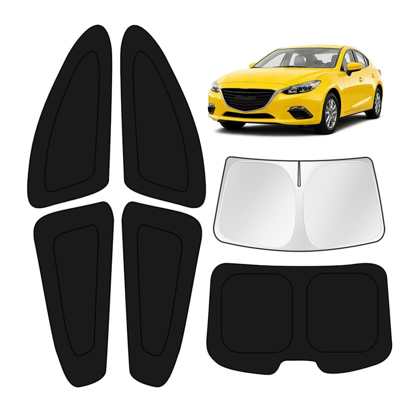 KUST Car Window Shades for Mazda 3 2014-2017 2018 Windshield Sun Shade Side Window Cover UV Block Privacy Protection Accessories for Camping Blackout Rear Back Full Set 6PCS