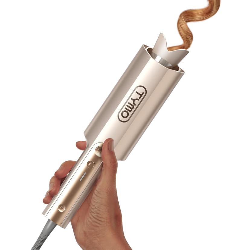 TYMO CurlPro Plus Automatic Rotating Curling Iron - Upgraded Long Barrel Curling Wand for Long Hair, Ceramic Hair Curler for Women, Anti-Scald, Tangle-Free, 600M Ionic, Dual Voltage, Gold, 1 1/2 Inch