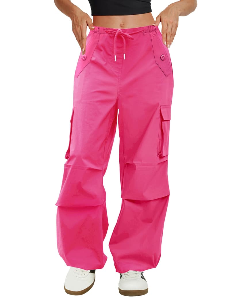 COPYLEAF Cargo Pants Women Low Waisted Parachute Pants with Pockets Loose Baggy Hiking Pants Y2K Clothes