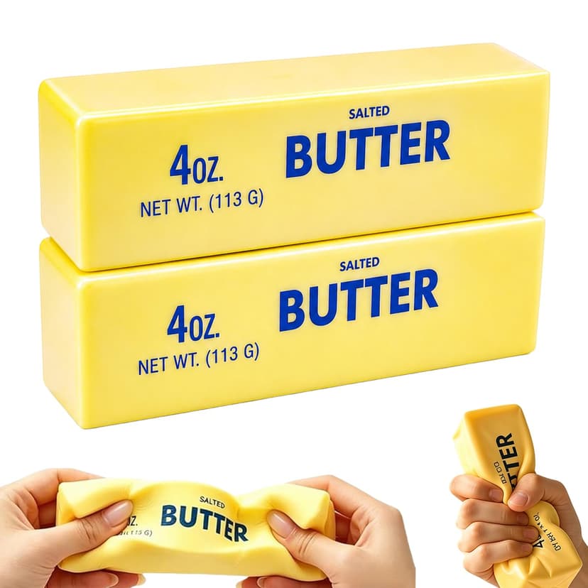 2-Pack Butter Squishy Stress Toy,2026 New Soft Novelty Toy,Realistic Butter Stick Fidget, Slow Rising Soft Squeeze Toy for Adults Stress Relief & Anxiety Relief (2PCS Yellow Butter 01)