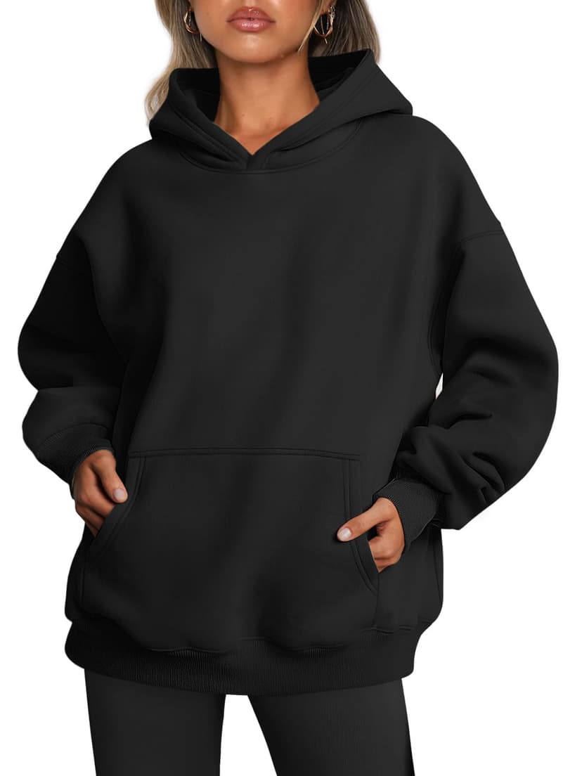 Trendy Queen Womens Hoodies Oversized Sweatshirt | Cozy Fleece Sweaters, Basic Pullover Shirts, Large Kangaroo Pocket, Seamless Daily Outfit Match