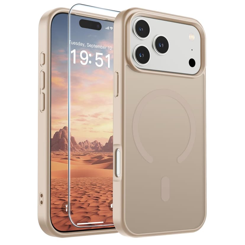 SUPFINE Magnetic for iPhone 17 Pro Max Case (Compatible with MagSafe)(Military Grade Drop Protection) Translucent Matte Shockproof with Anti-Fingerprint Phone Cover,Desert Gold